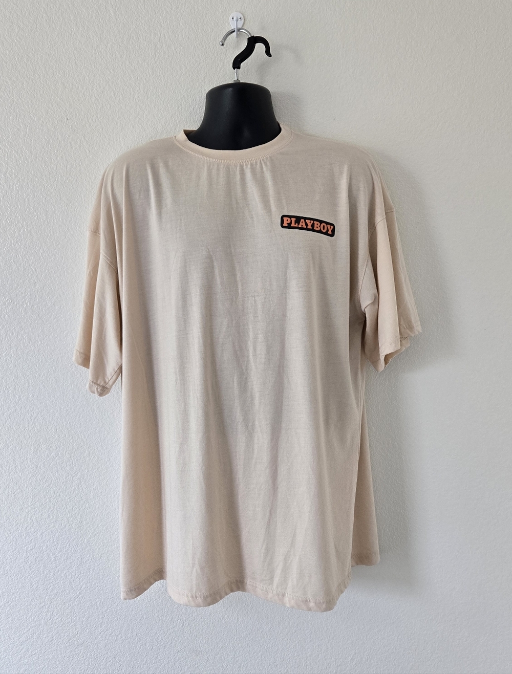 MISSGUIDED X PLAYBOY Beige Graphic Short‎ Sleeve T-Shirt Size XXL Unicex Relaxed